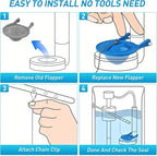 Toilet Flapper Replacement Kit - Premium Silicone Toilet Flusher Replacement Kit with Steel Chain, Universal American Standard Toilet Stopper Flapper 3 Inch, Fits for Various Toilet Types, Blue,1PCS
