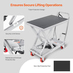VEVOR Hydraulic Lift Table Cart, 500lbs Load Capacity 28.5 Inch Lifting Height, Manual Single Scissor Lift Table with 4 Wheels and Non-Slip Pad, Hydraulic Scissor Cart for Material Handling, Gray