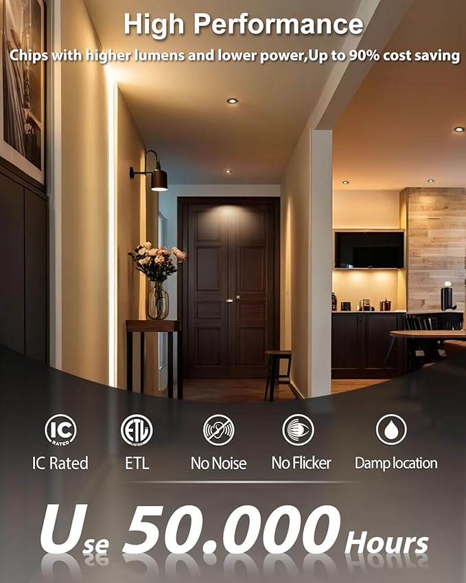 zouzai 3 Inch 5CCT Gimbal Black Led Recessed Lighting with Junction Box, 2700K/3000K/3500K/4000K/5000K, 7W Eqv 80W, 360°+90° Adjustable Led Recessed Lights, 798LM Brightness - ETL (Black, 6 Pack)