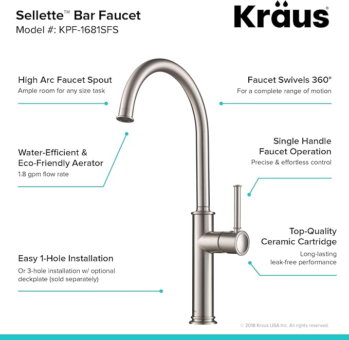 KRAUS Sellette Kitchen Bar Faucet, Oil Rubbed Bronze Finish, KPF-1681ORB
