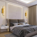 Alabaster Wall Sconces Set of Two, 15in Brass Alabaster Sconce, Modern Spanish Natural Marble Sconces Lights, Rectangle Gold Sconces for Bathroom Vanity Bedroom Living Room Staircases Hallway