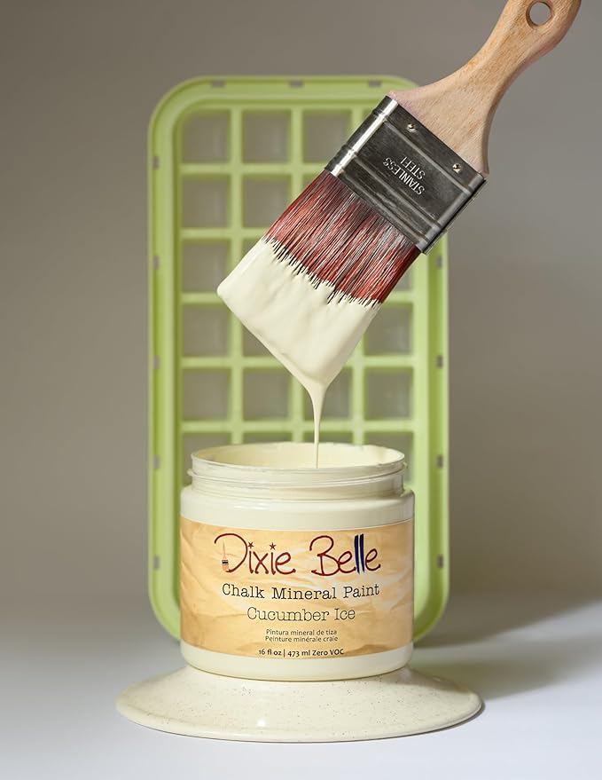 Dixie Belle Paint Company Chalk Finish Furniture Paint - Cucumber Ice (8oz) - Matte Subtle Green Chic Chalk Mineral DIY Furniture Paint