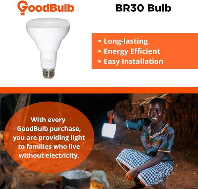 GoodBulb LED BR30 Light Bulbs | 12 Watt (60 Watt Equivalent) | E26 Base | Warm White 3000K | EcoSmart Lights | High Output 800 Lumens | Pack of 6 Bulbs