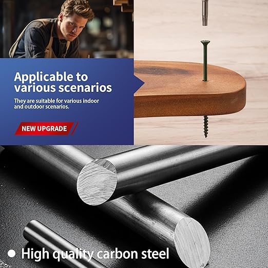 #10 x 4 Inch Deck Screws (510Pcs) 10lb. Exterior Wood Screws. Carbon Steel, Green, Flat Head, Rust Resistant epoxy Coated, with T25 Star Bit