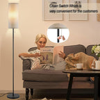 Floor Lamp for Living Room, Modern Standing Lamps with Lampshade, Minimalist Tall Lamp with Chain Switch for Living Room, LED Bulb Included (Beige Shade)