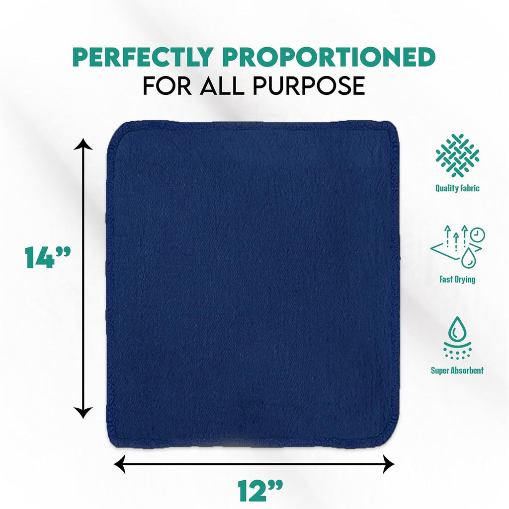 ZUPERIA Cotton Shop Towel – Multipurpose Cleaning Cloths (14" x 12" - Pack of 500 - Blue) Reusable Shop Rags for Automobiles, Industrial, Restaurants, Garage, and Homes