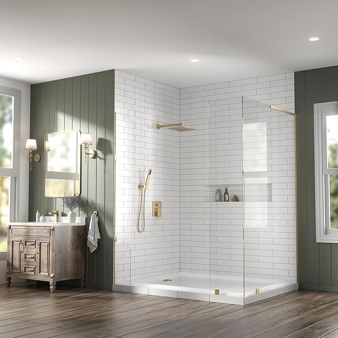 Lava Odoro Modern 3-Setting Square Shower and Tub Faucet Set with Shower Head and Handheld Sprayer Gold, Rainfall Shower System with Tub Spout, Shower Valve Trim Kit, Champagne Gold, SF103-SG-T