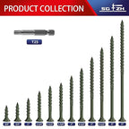 #9 x 3 Inch Deck Screws (632Pcs) 8lb. Carbon Steel, Green, Flat Head, Rust Resistant epoxy Coated, with T25 Star Bit