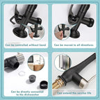 GIMILI Kitchen Faucet with Pull Down Sprayer Single Handle High Pressure Kitchen Sink Faucet Commercial Double-Headed Stainless Steel Kitchen Faucets Brushed Nickel and Black