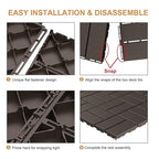 Goovilla Plastic Interlocking Deck Tiles, 27 Pack Outdoor Patio Flooring, 12"x12" Interlocking Decking Tile Outdoor All Weather Use, Waterproof Patio Paver for Pool Balcony Backyard Porch, Dark Coffee