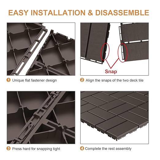 Goovilla Plastic Interlocking Deck Tiles, 27 Pack Outdoor Patio Flooring, 12"x12" Interlocking Decking Tile Outdoor All Weather Use, Waterproof Patio Paver for Pool Balcony Backyard Porch, Dark Coffee