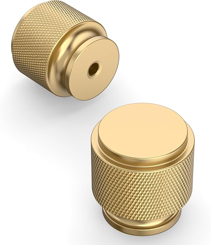 Amerdeco 10 Pack Champagne Bronze Knurled Cabinet Knobs Kitchen Cabinet Pulls for Drawer Dresser, Cupboard and Wardrobe ZH0031