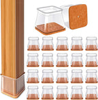 28Pcs Chair Leg Floor Protectors Square for Hardwood Floors Silicone Caps Felt Furniture Pads Covers Clear Chair Sliders, Protect The Floor from Scratches(Fit:1-1/16" ~ 1-5/8")