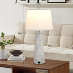 Terpsichore Bedside Lamps Set of 2 Nightstand Lamp Desk Lamps Vintage Rustic Farmhouse Table Lamp 3 Way Dimmable Light,Suitable for Living Room Bedroom,with Linen Shade LED Bulb,USB A+C Port