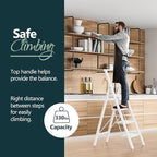 WOA WOA 4 Step Ladder for 10 Feet High Ceiling, Lightweight Foldable Ladder with Non-Slip Wide Pedals, Step Stool with Safe Handrail, Space Saving for Home, Kitchen, Indoor & Outdoor 300lbs - White