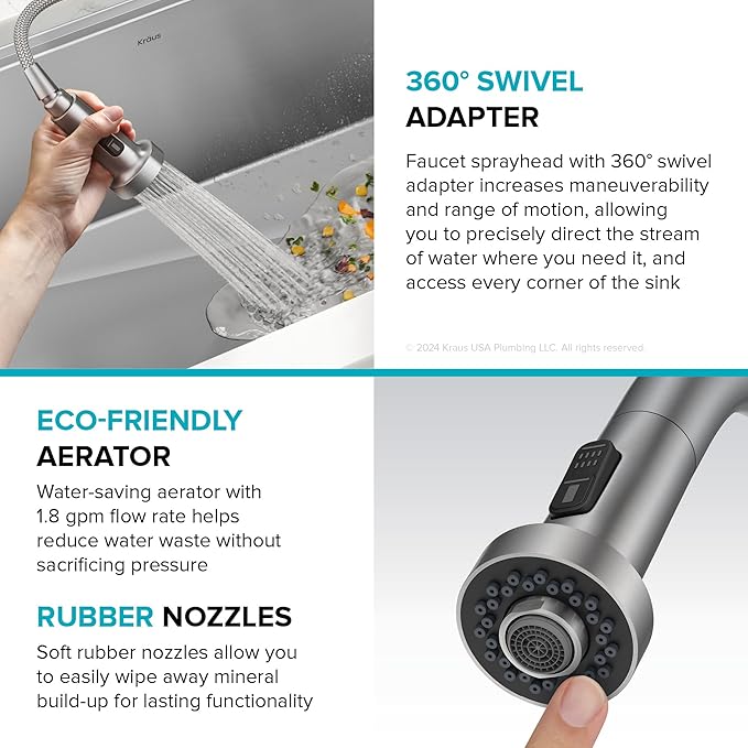 KRAUS Bolden Motion Sensor Single Handle Pull Down Touchless Kitchen Faucet in Matte Black, KSF-1616MB