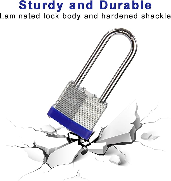 SEPOX® 2PCS Heavy Duty Padlock Keyed Alike, 40MM 1-9/16" Laminated Steel Lock Body, 2-3/8" Extra Long Shackle, Ideal for Gym Locker, Sheds, Gate, Warehouse, Tool Box, Hasp (4 Keys Same)
