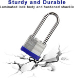 SEPOX® 2PCS Heavy Duty Padlock Keyed Alike, 40MM 1-9/16" Laminated Steel Lock Body, 2-3/8" Extra Long Shackle, Ideal for Gym Locker, Sheds, Gate, Warehouse, Tool Box, Hasp (4 Keys Same)