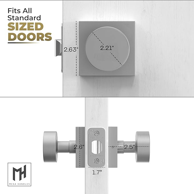 Mega Handles SUANA Privacy Door Knob for Hallway, Closet and Bathroom, Reversible Heavy Duty Design Door Knobs, Fits All Standard Door Sizes Screws Included - Satin Nickel (1 Pack)