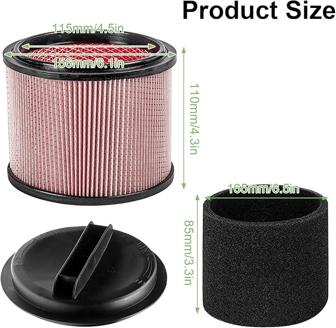 2 Pack Vacmaster Filter Replacement Compatible with Vacmaster VF408, VF410P, Wet/Dry Vac Beast VFB511B 0201 and Cleva Industrial VF408B, for Jobsite and Floor Vacs, for Vacmaster Attachments