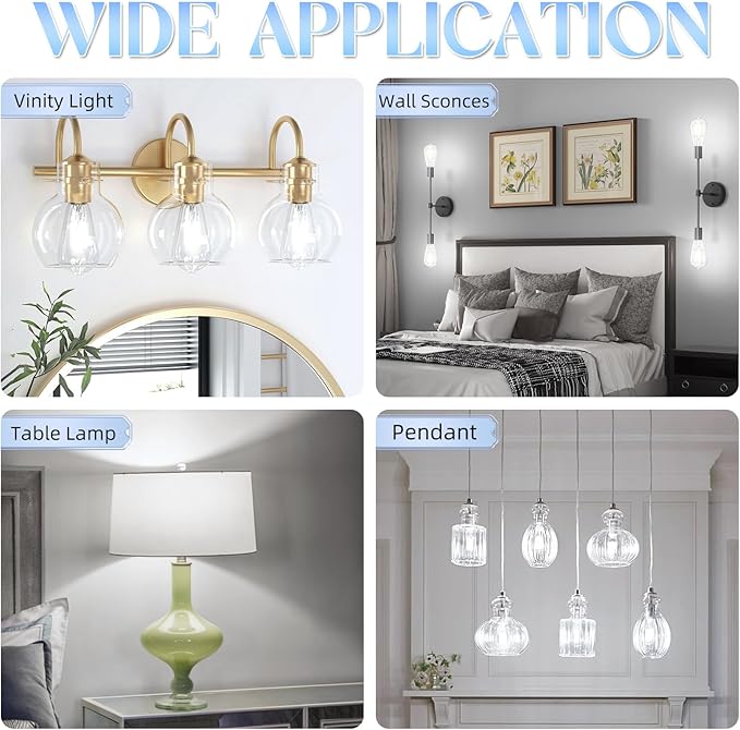 Edison Bulbs 60 watt Equivalent LED, E26 LED Bulb Non-Dimmable, 4000K Daylight White, ST58 Vintage Light Bulbs, 90+ CRI, 6W 600LM, E26 Medium Base, Clear Glass, 12 Pack