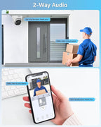 【2-Way Audio & 130° Wide-Angle】 Wired Security Camera System, Outdoor POE IP Cameras, Home Video Surveillance Camera Systems