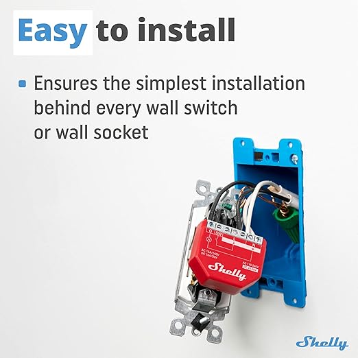 Shelly Wave 1PM US LR UL | Z-Wave Long Range Smart Switch Relay, 1-Channel 15 A with Power Metering | Home Automation | High Compatibility | Easy Installation | iOS Android App