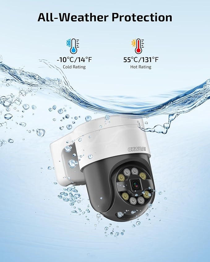 《2-Way Audio & Auto-Tracking》4K Outdoor Wired Security Camera System,360 Degrees Security PTZ IP Cameras,Surveillance Video Equipment, Surveillance DVR Kits