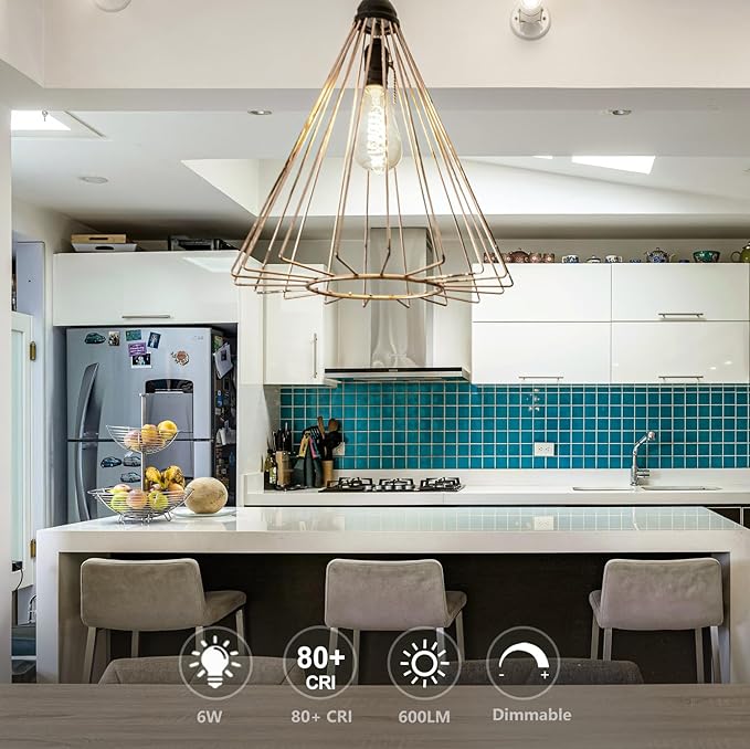 16 PCS Dimmable Vintage LED Edison Bulbs, 6W Equivalent 60 Watt, Natural White 4000K, Antique Flexible Spiral LED Filament Light Bulb, ST58 (ST19), 600 Lumens, E26 Base, Clear Plastic