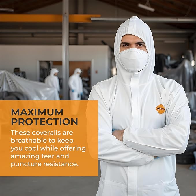 Tiger Tough Heavy Duty All Purpose Coverall, White Safety Suit for Superior Comfort & Protection