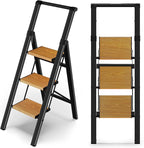 3 Step Ladder Folding Kitchen Step Stool for Adults, Ladders for Home