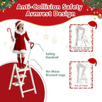3 Step Ladder, Christmas Tree 3 Step Ladder with Single-Handrail, 3 Step Stool with Anti-Slip Pedals for Home Kitchen,Xmas Decoration Ladder for Tree and Holiday Decoration,600lbs Max Load Capacity