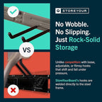 StoreYourBoard Wall-Mounted Rack With 4 Garage Hooks – Heavy-Duty Steel Holder Garage & Garden Storage for Shed, Workshop, or Home Organization – For Rakes, Shovels, Tools & More – 1 Pack, Mud