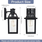 Motion Sensor Outdoor Wall Lights, Porch Light Outdoor 3 Lighting Modes, Dusk to Dawn Exterior Light Fixture, Waterproof, Outside Lights for House Front Door Patio Garage 2 Pack (Black)