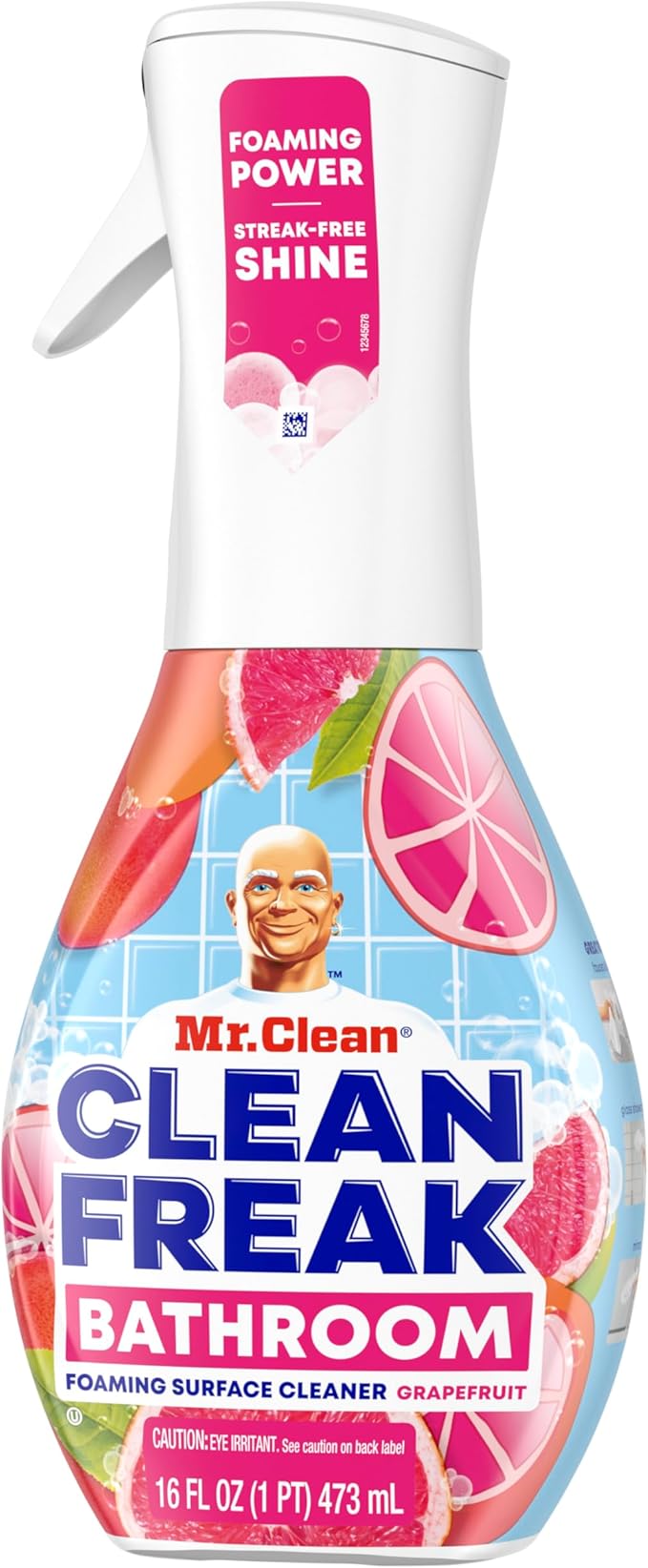 Mr. Clean Clean Freak Foaming Bathroom Surface Cleaner Multi-Surface Spray Starter Kit and Refill Bundle, Grapefruit Scent, 64 fl oz