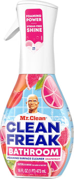 Mr. Clean Clean Freak Foaming Bathroom Surface Cleaner Multi-Surface Spray Starter Kit and Refill Bundle, Grapefruit Scent, 64 fl oz