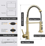 Brushed Gold Kitchen Faucet, AIMADI Kitchen Faucets with Pull Down Sprayer Single Handle One Hole Faucet for Farmhouse Gold Faucet for Kitchen Sink