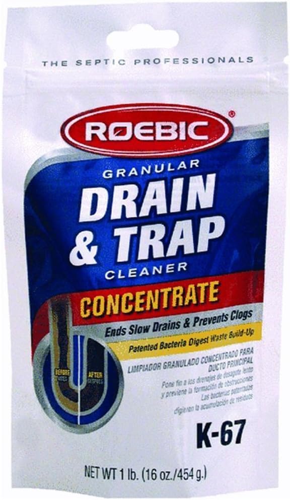 Roebic Laboratories K-67 Granular Concentrate Drain and Trap Cleaner, 16-Ounce Bag