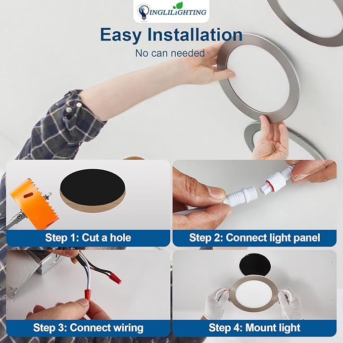 DLLT LED Recessed Ceiling Light: 24 Pack 6 Inch Brushed Nickel Recessed Lighting