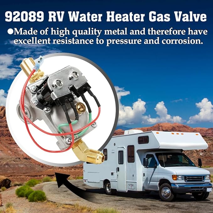 GC10A-4E 92089 RV Water Heater Gas Valve Fits for Atwood 10 Gal Water Heaters with Rogers Solenoid RV Parts Replaces G10-1E, G10-3E, GC10-1E, GC10A-2E，93844, 93870, 93321, 92078