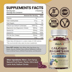 Calcium Magnesium Zinc Gummies for Women, Chewable Calcium Supplement 1000 mg Vitamin D3 & K2, Bone & Nerve Health, Muscle Function, Immune Support & Stress Relief, Blueberry Flavor, 60 Ct