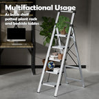 Taranta 5 Step Ladder, Portable Folding Ladder with Wide Pedal, Lightweight Aluminum Step Stool with Convenient Handgrip, 330 lbs Capacity Stepladder for Home, Office - Silver