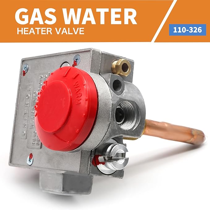 110-326 Gas Water Heater Control Valve w/Copper Probe Thermostat - Metal - Built for Durability & Precision