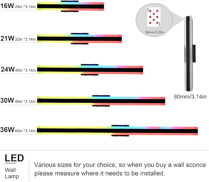 TODOLUZ 2-Pack 32-Inch Outdoor RGB Wall Light Fixture, IP65 Waterproof 21W LED Linear Porch Wall Sconce Lighting with Remote Control for Enterway Patio Garage