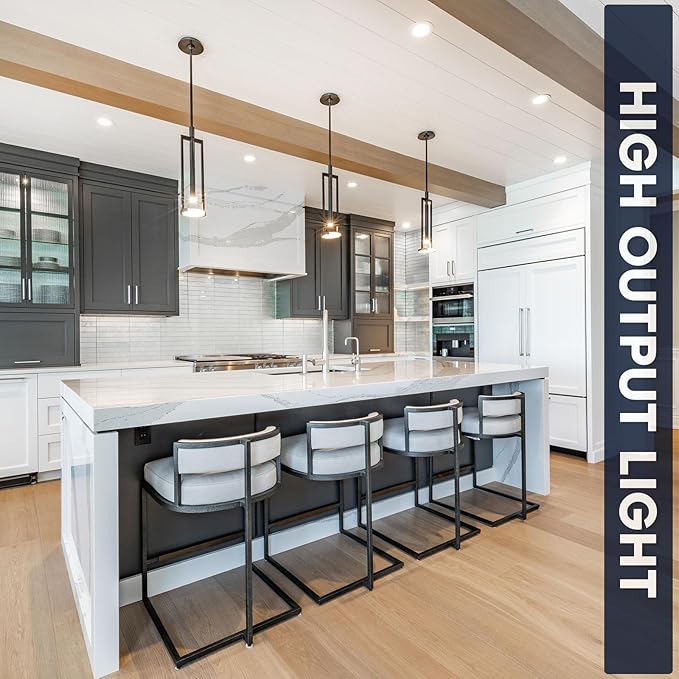 LUXRITE 5/6 Inch Retrofit LED Recessed Lighting, 17W=90W, 1500LM, 5CCT Color Selectable 2700K | 3000K | 3500K | 4000K | 5000K, Dimmable Can Light, CRI 90, Wet Rated, Energy Star, Baffle Trim (6 Pack)