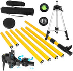 Laser Level Pole with Tripod, 13.8 Ft./4.2M Telescoping Pole&3.9 foot/1.2M retractable tripod,With 5/8&1/4 interface screws (6.25 inches/2.36 inches) thread for Rotary and Line Lasers