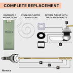 Mesora Universal Metal Side Mount Toilet Handle Replacement Kit with Flapper Chain, Pure Brass and Aluminum, Compatible with Most Toilets - Chrome