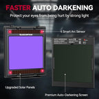 ARCCAPTAIN 3.94" x 3.66" Auto Darkening Welding Helmet, Solar Powered True Color Welding Hood, 1/1/1/1 Top Optical Clarity Welder Helmet, 4 Arc Sensor Wide Shade 4/5-9/9-13 for Stick MIG TIG Cut