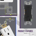 ENERLITES 20 Pack White Decorator Receptacle, Standard Electrical Wall Outlet, 15A 125V, Self-Grounding, 2-Pole, 3-Wire, 5-15R, UL Listed, 61502-TR-W, Tamper Resistant