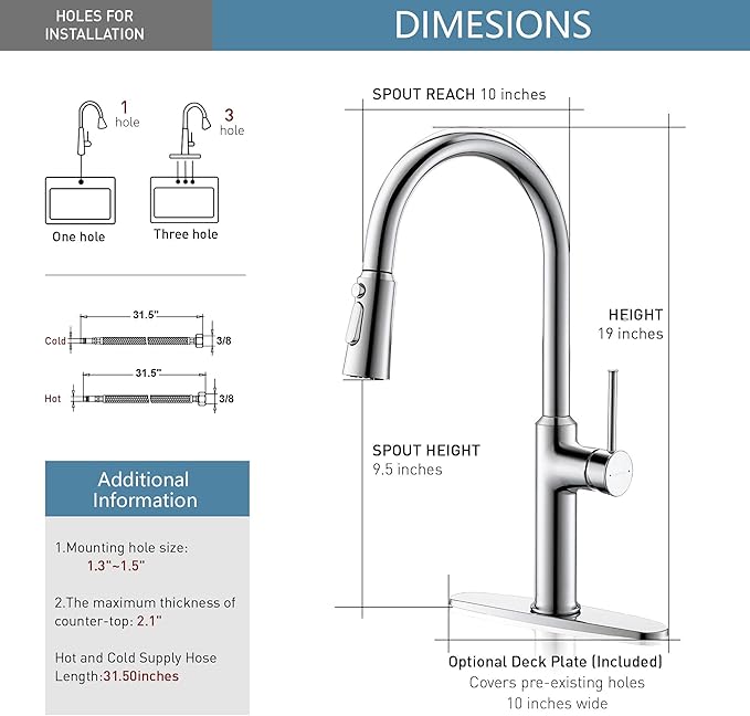 Polished Chrome Kitchen Faucets Solid Brass High Arc One-Handle Kitchen Faucet with Pull Down Sprayer,Kitchen Sink Faucets with Escutcheon